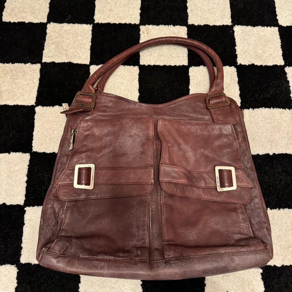 Kooba Burgundy Leather Multi Pocket Purse Shoulder Bag